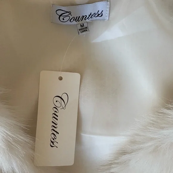 Countess White Faux Fur Jacket - Elegant Cream-White - Picture 6 of 6